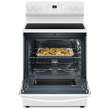 Whirlpool YWFES3530RW Electric Range, 5.3 cu. ft. Capacity, 30 inch Exterior Width, 4 Burners, Storage Drawer, Self Clean, 3,000 W Highest Element, White colour