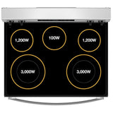 Whirlpool YWFES4530SW Electric Range, 5.3 cu. ft. Capacity, 30 inch Exterior Width, Convection, 5 Burners, Storage Drawer, Air Fry, Steam Clean, 3,000 W Highest Element, White colour