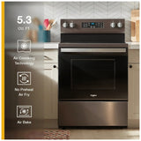 Whirlpool YWFES5030RV Electric Range, 5.3 cu. ft. Capacity, 30 inch Exterior Width, Convection, 5 Burners, Storage Drawer, Yes, Self Clean, 3,000 W Highest Element, Black Stainless Steel colour
