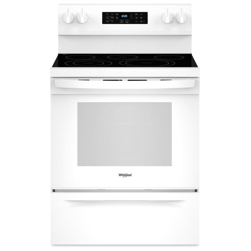Whirlpool YWFES5030RW Electric Range, 5.3 cu. ft. Capacity, 30 inch Exterior Width, Convection, 5 Burners, Storage Drawer, Yes, Self Clean, 3,000 W Highest Element, White colour