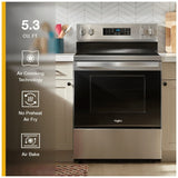 Whirlpool YWFES5030RZ Electric Range, 5.3 cu. ft. Capacity, 30 inch Exterior Width, Convection, 5 Burners, Storage Drawer, Yes, Self Clean, 3,000 W Highest Element, Stainless Steel colour