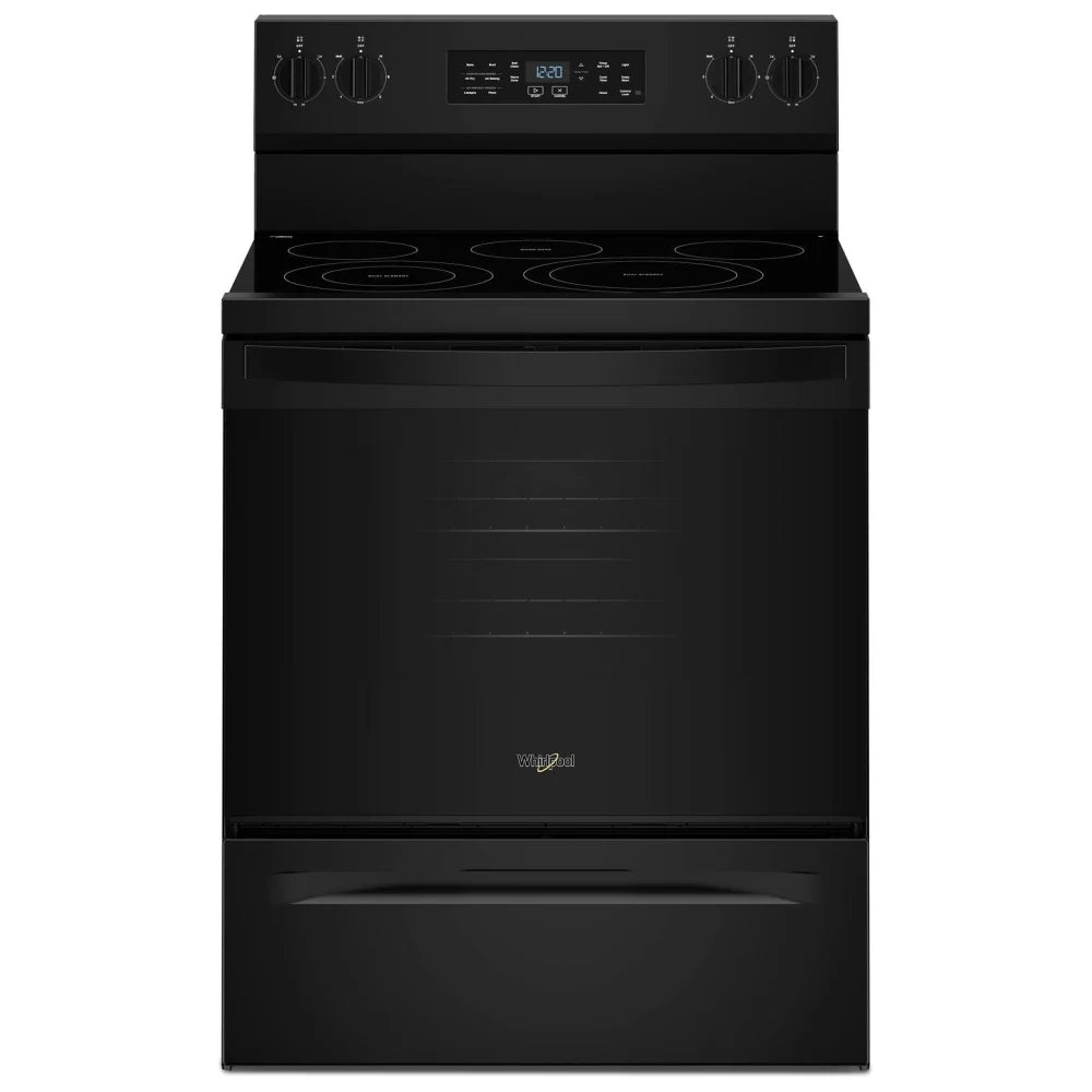 Whirlpool YWFES5730SB Electric Range, 5.3 cu. ft. Capacity, 30 inch Exterior Width, Convection, 5 Burners, Storage Drawer, Air Fry, Self Clean, 3,000 W Highest Element, Black colour