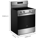 Whirlpool YWFES7030SZ Electric Range, 5.3 cu. ft. Capacity, 30 inch Exterior Width, True Convection, 5 Burners, Storage Drawer, Air Fry, Self Clean, 3,000 W Highest Element, FingerPrint Resistant Stainless Steel colour