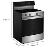 Whirlpool YWFES7030SZ Electric Range, 5.3 cu. ft. Capacity, 30 inch Exterior Width, True Convection, 5 Burners, Storage Drawer, Air Fry, Self Clean, 3,000 W Highest Element, FingerPrint Resistant Stainless Steel colour