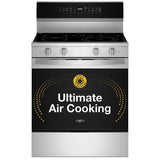 Whirlpool YWFES7030SZ Electric Range, 5.3 cu. ft. Capacity, 30 inch Exterior Width, True Convection, 5 Burners, Storage Drawer, Air Fry, Self Clean, 3,000 W Highest Element, FingerPrint Resistant Stainless Steel colour