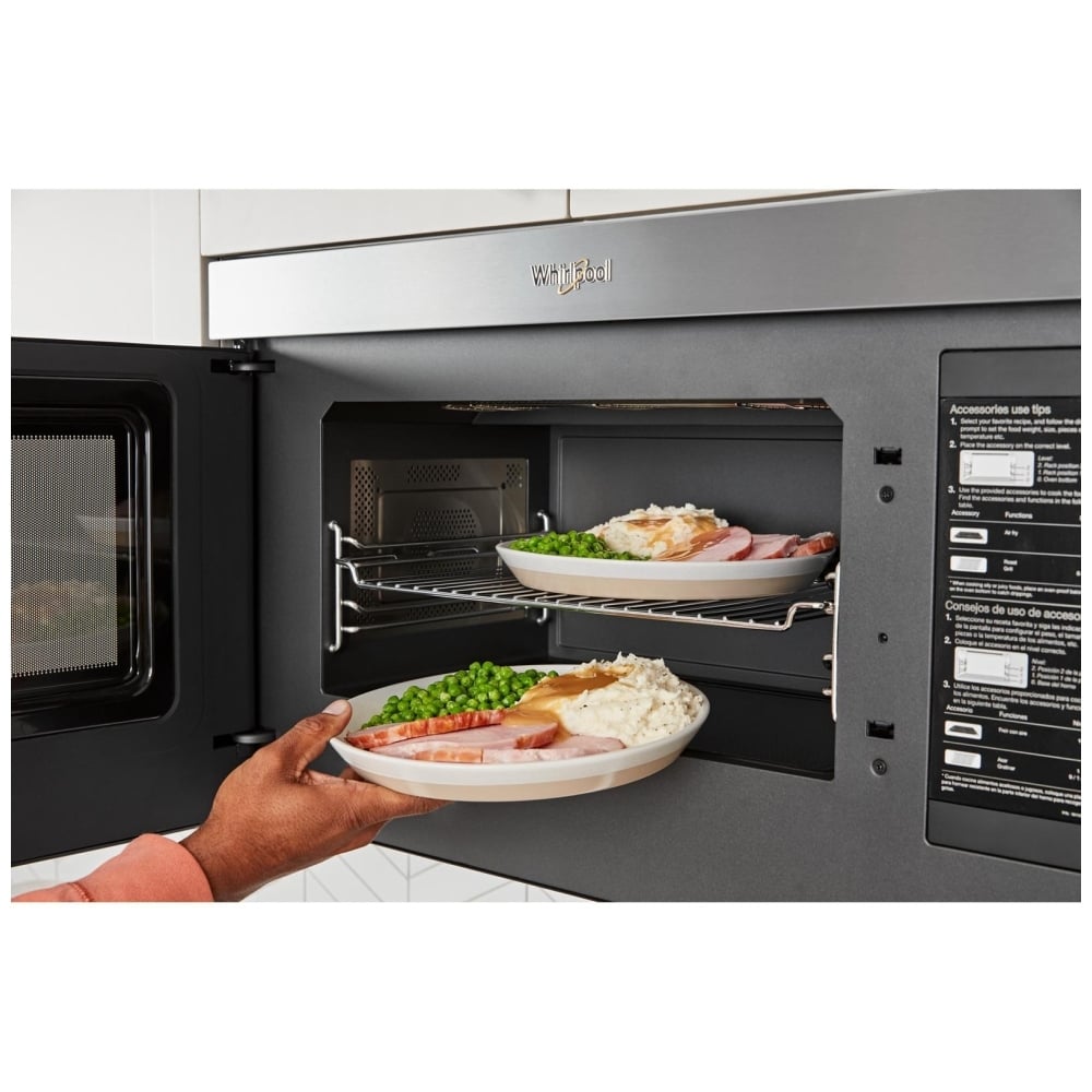 Whirlpool YWMMF7330RZ Over the Range Microwave, 30 inch Exterior Width, 1.1 cu. ft. Capacity, Stainless Steel colour Air Fry/Roast/Grill Mode
