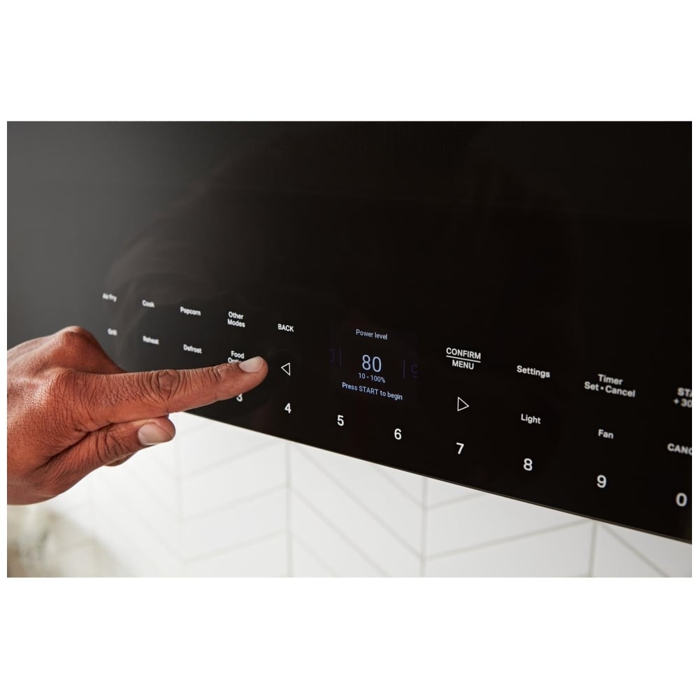 Whirlpool YWMMF7330RZ Over the Range Microwave, 30 inch Exterior Width, 1.1 cu. ft. Capacity, Stainless Steel colour Air Fry/Roast/Grill Mode