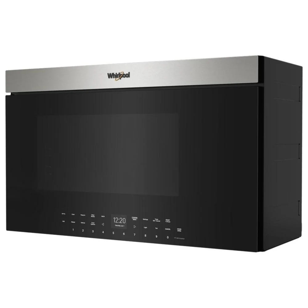 Whirlpool YWMMF7330RZ Over the Range Microwave, 30 inch Exterior Width, 1.1 cu. ft. Capacity, 400 CFM, Convection, 900 W Watts, LED, 17.88 inch Height, Stainless Steel colour Air Fry/Roast/Grill Mode
