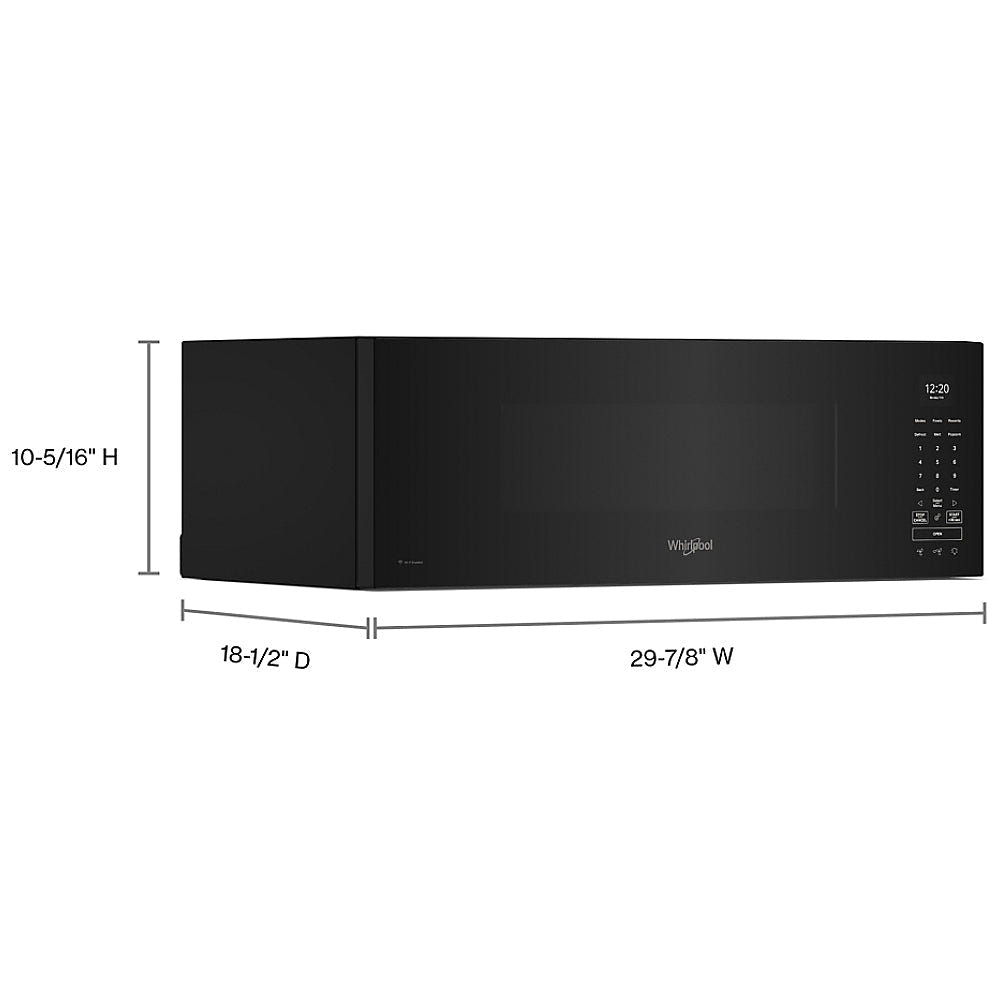 Whirlpool YWML75011HB Over the Range Microwave, 30 inch Exterior Width, 1.1 cu. ft. Capacity, 400 CFM, 1000 W Watts, LED, 10 5/16 inch Height, Black colour