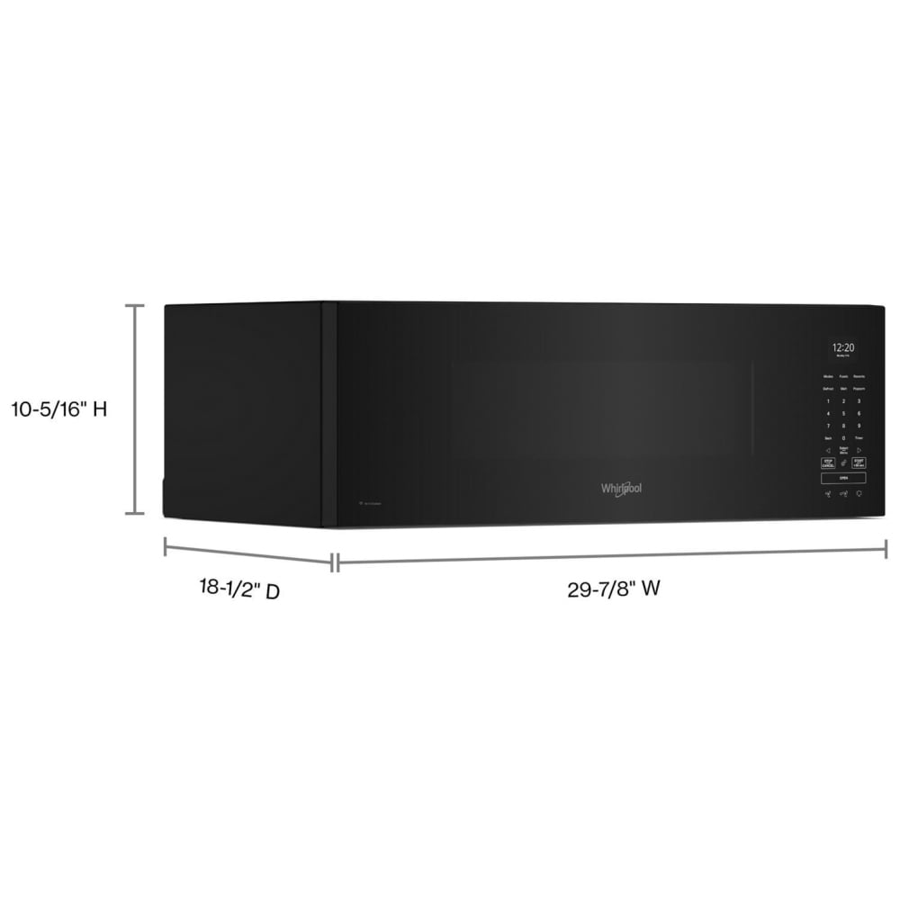 Whirlpool YWML75011HB Over the Range Microwave, 30 inch Exterior Width, 1.1 cu. ft. Capacity, 400 CFM, 1000 W Watts, LED, 10 5/16 inch Height, Black colour