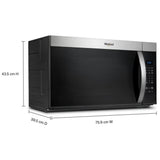 Whirlpool YWMMS3130RZ Over the Range Microwave, 30 inch Exterior Width, 1.7 cu. ft. Capacity, 300 CFM, 900 W Watts, Incandescent , Finger Print Resistant Stainless Steel colour