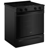 Whirlpool YWSES3330TB Electric Range, 5.3 cu. ft. Capacity, 30 inch Exterior Width, 5 Burners, Storage Drawer, Steam Clean, 3,000 W Highest Element, Black colour, FlexHeat™ Elements