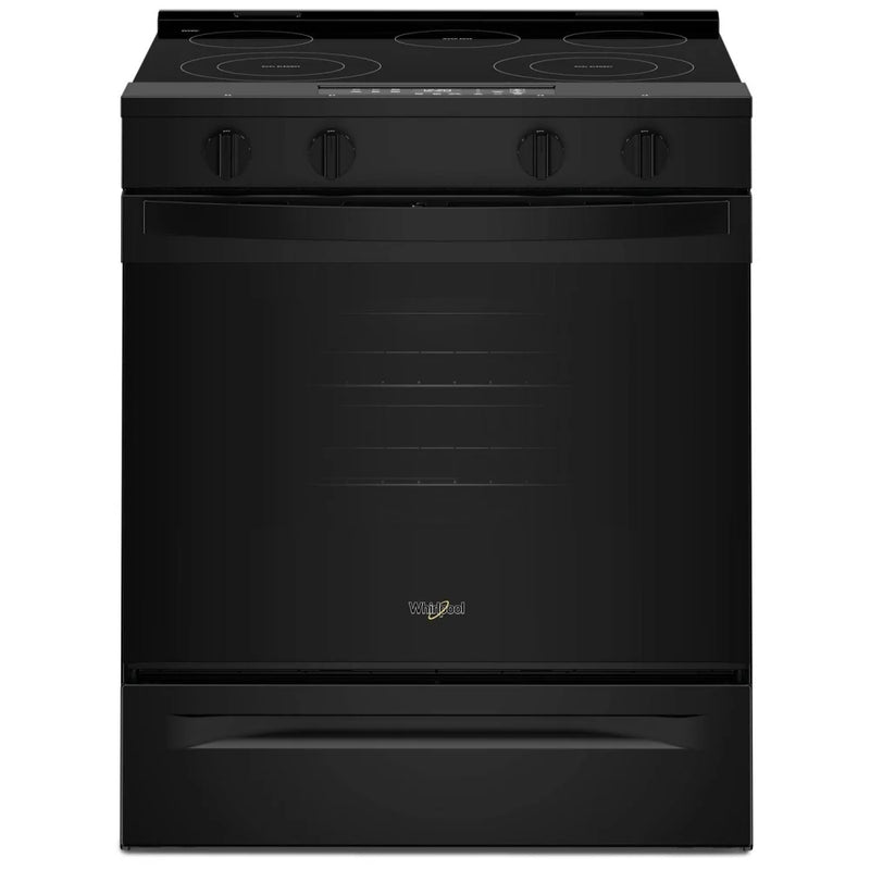 Whirlpool YWSES3330TB Electric Range, 5.3 cu. ft. Capacity, 30 inch Exterior Width, 5 Burners, Storage Drawer, Steam Clean, 3,000 W Highest Element, Black colour, FlexHeat™ Elements