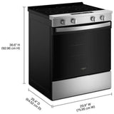 Whirlpool YWSES3330TS Electric Range, 5.3 cu. ft. Capacity, 30 inch Exterior Width, 5 Burners, Storage Drawer, Steam Clean, 3,000 W Highest Element, Stainless Steel colour, FlexHeat™ Elements