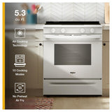 Whirlpool YWSES4530TW Electric Range, 5.3 cu. ft. Capacity, 30 inch Exterior Width, 5 Burners, Storage Drawer, Air Fry, Steam Clean, 3,000 W Highest Element, White colour, FlexHeat™ Elements