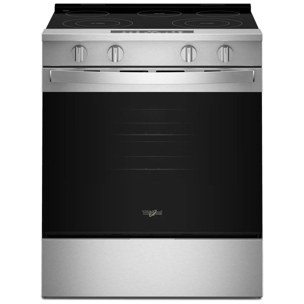 Whirlpool YWSES4530TZ Electric Range, 5.3 cu. ft. Capacity, 30 inch Exterior Width, 5 Burners, Storage Drawer, Air Fry, Steam Clean, 3,000 W Highest Element, FingerPrint Resistant Stainless colour, FlexHeat™ Elements