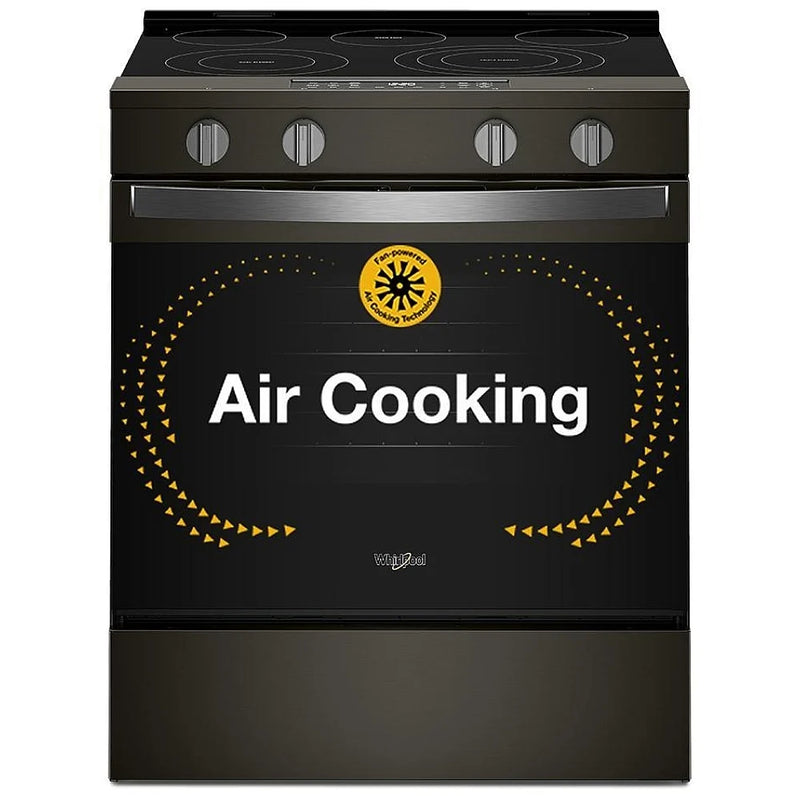 Whirlpool YWSES5030SV Electric Range, 5.3 cu. ft. Capacity, 30 inch Exterior Width, Convection, 5 Burners, Storage Drawer, Air Fry, Steam & Self Clean, 3,000 W Highest Element, Black Stainless colour