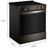 Whirlpool YWSES5030SV Electric Range, 5.3 cu. ft. Capacity, 30 inch Exterior Width, Convection, 5 Burners, Storage Drawer, Air Fry, Steam & Self Clean, 3,000 W Highest Element, Black Stainless colour