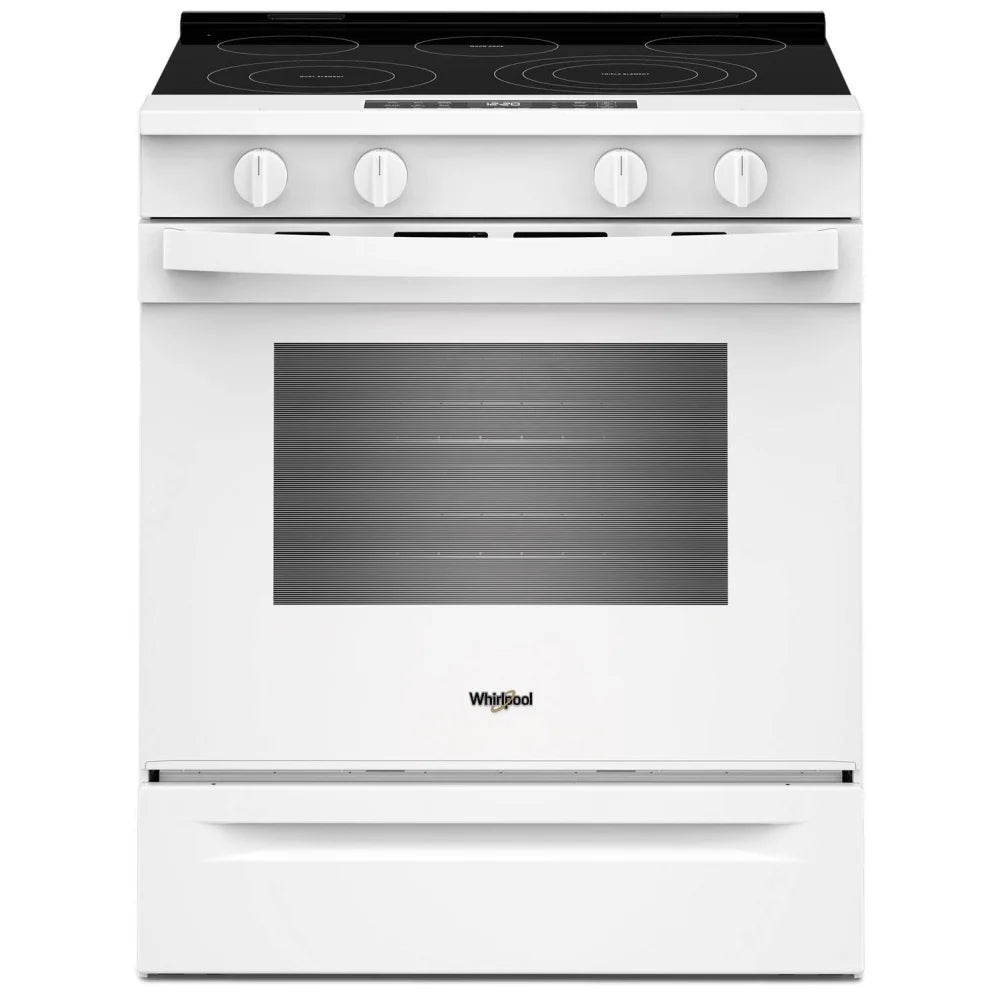 Whirlpool YWSES5030SW Electric Range, 5.3 cu. ft. Capacity, 30 inch Exterior Width, Convection, 5 Burners, Storage Drawer, Air Fry, Steam & Self Clean, 3,000 W Highest Element, White colour