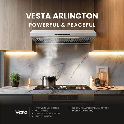 Vesta Arlington 30" Black Stainless Steel Under Cabinet Range Hood