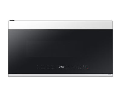 Samsung ME21DB650012AC Over the Range Microwave, 30 inch Exterior Width, 2.1 cu. ft. Capacity, 400 CFM, 950 W Watts, LED, White Glass colour