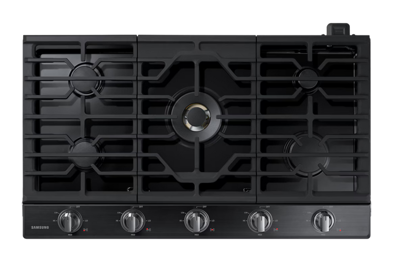 Samsung NA36N7755TG - NA36N7755TG/AA Gas Cooktop, 36 inch Exterior Width, 5 Burners, 22,000 BTU Highest Burner, Black Stainless Steel colour
