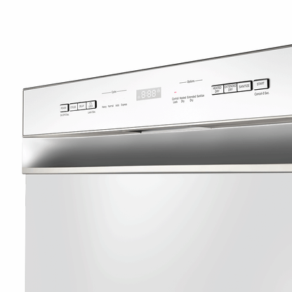 Midea MDF24P2BWW 24” Front Control Hybrid Tub Dishwasher in White