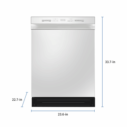 Midea MDF24P2BWW 24” Front Control Hybrid Tub Dishwasher in White