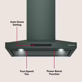 KitchenAid KVWC736SJP 36-inch Wall-Mount Canopy Hood 400 CFM (handle detail)