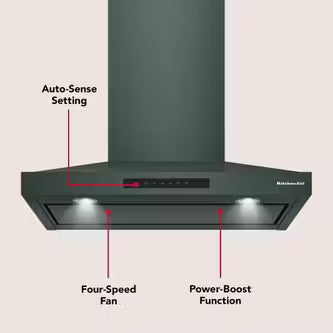 KitchenAid KVWC736SJP 36-inch Wall-Mount Canopy Hood 400 CFM (handle detail)