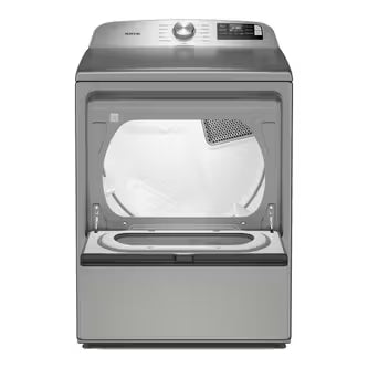 Maytag YMED6205RR 电动烘干机，7.4 立方英尺容量，5 种温度设置，钢制滚筒，支持 Wifi，亮银色