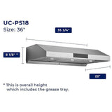 Hauslane UC-PS18SS-36 Range Hood