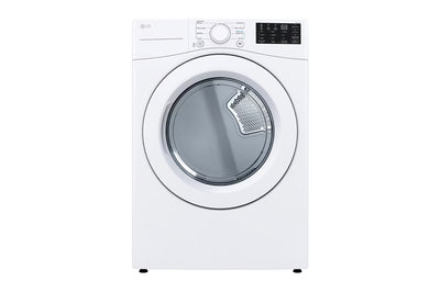LG DLE3470W Electric Dryer, 27 inch Width, Electric, 7.4 cu. ft. Capacity, 3 Temperature Settings, Stackable, Steel Drum, White