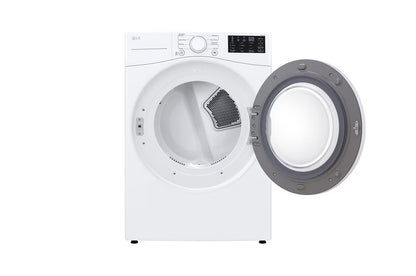 LG DLE3470W Electric Dryer, 27 inch Width, Electric, 7.4 cu. ft. Capacity, 3 Temperature Settings, Stackable, Steel Drum, White