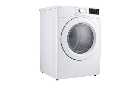 LG DLE3470W Electric Dryer, 27 inch Width, Electric, 7.4 cu. ft. Capacity, 3 Temperature Settings, Stackable, Steel Drum, White
