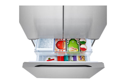 LG LF25Z6211S Bottom Freezer Counter Depth French Door Refrigerator, 36 inch Width, ENERGY STAR Certified, 23.7 cu. ft. Capacity, Counter Depth, Water Dispenser (Exterior), Ice Dispenser (Thru Door), Stainless Steel colour